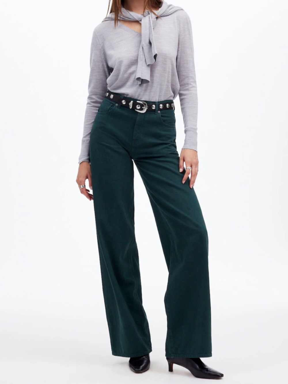 Madewell Super Wide Leg Denim in Luxury Forest